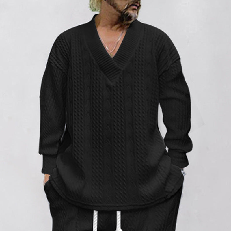 Chunky knit pullover for men with V-neck and relaxed fit Chic and Style