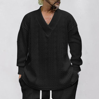 Chunky knit pullover for men with V-neck and relaxed fit Chic and Style