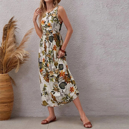 Robe maxi pour femmes avec design floral et ourlet flottant Chic und Stil