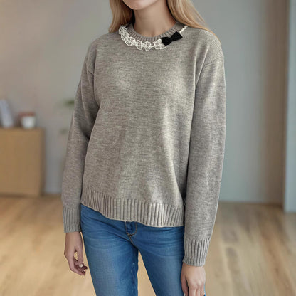 Pull décontracté pour femmes avec col décoratif Chic und Stil
