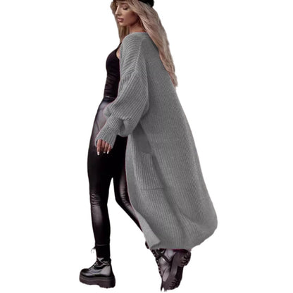 Dames Gros tricot Gilet avec design côtelé et grandes poches Chic und Stil