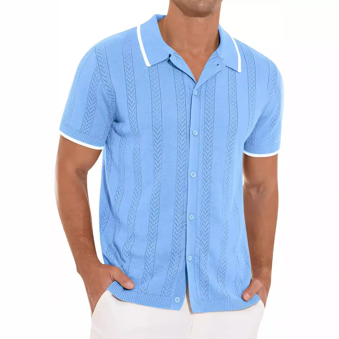 Chemise polo à manches courtes pour hommes avec design texturé Chic und Stil