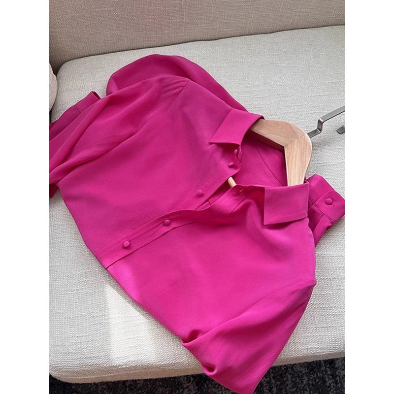 Chemisier en satin léger à boutons pour femmes Chic und Stil