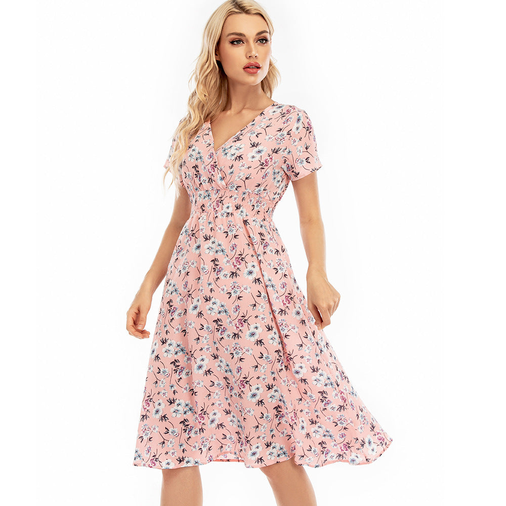 Robe maxi pour femmes avec des motifs floraux et une taille élastique Chic und Stil