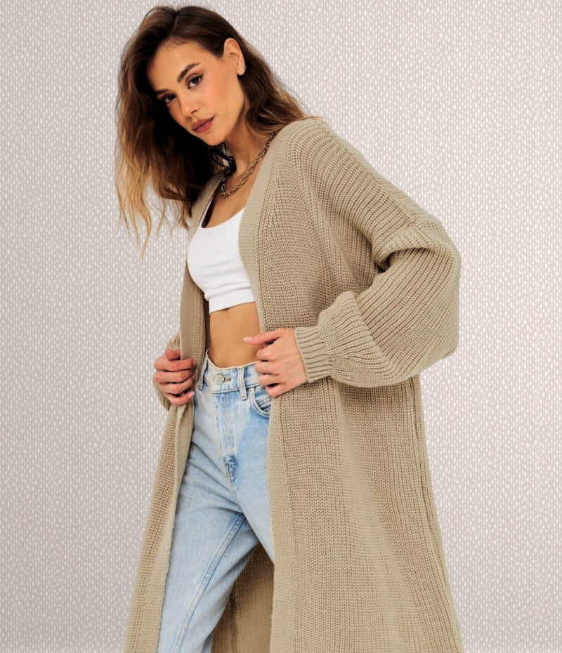 Dames Grand cardigan en tricot à manches longues et devant ouvert Chic und Stil