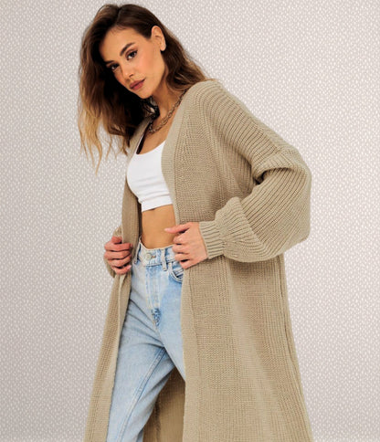 Dames Grand cardigan en tricot à manches longues et devant ouvert Chic und Stil