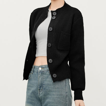Dames Pull long tendance avec poches pratiques et fermeture à boutons Chic und Stil