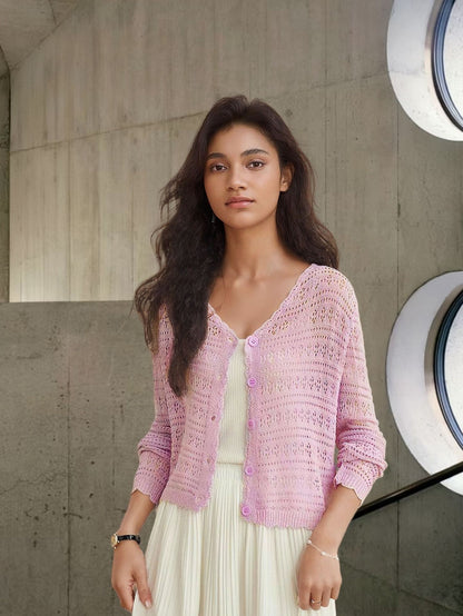 Dames gilet en tricot léger avec un joli motif ajouré Chic und Stil