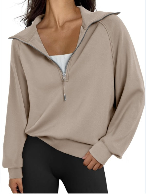 Pull-over décontracté pour dames avec col montant et zip Chic und Stil