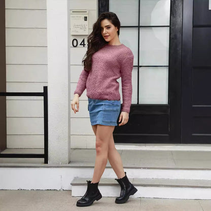 Dames Pull en maille confortable avec coupe décontractée et texture fine Chic und Stil
