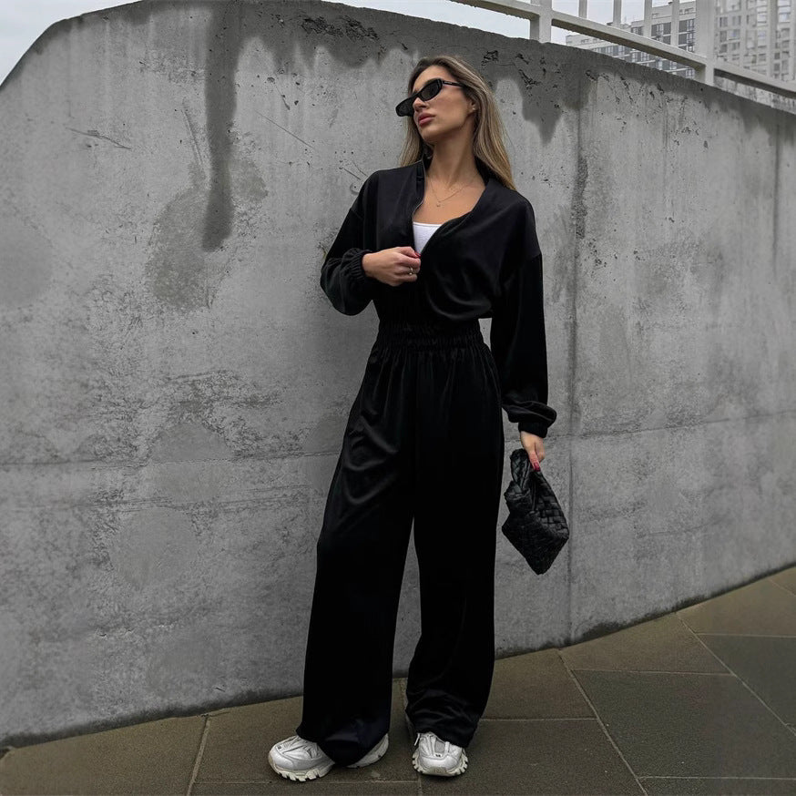 Combinaison en velours luxueuse pour femmes avec col montant Chic und Stil