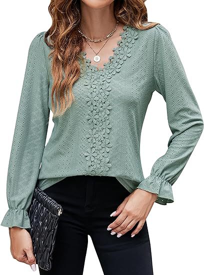Dames élégante blouse avec design floral et décolleté en V Chic und Stil