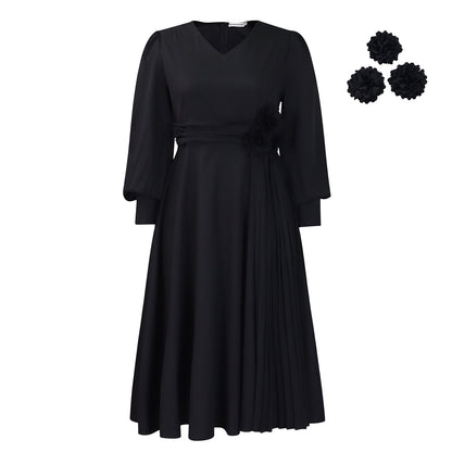 Robe élégante pour femmes avec accent floral décoratif et drapé Chic und Stil