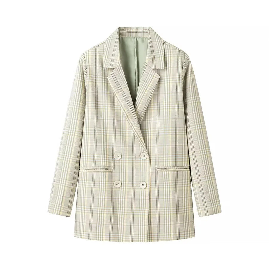 Dames élégante blazer à carreaux Chic und Stil