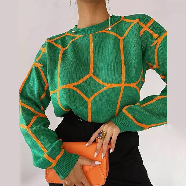 Pull en tricot à motifs pour femmes avec un design graphique moderne Chic und Stil