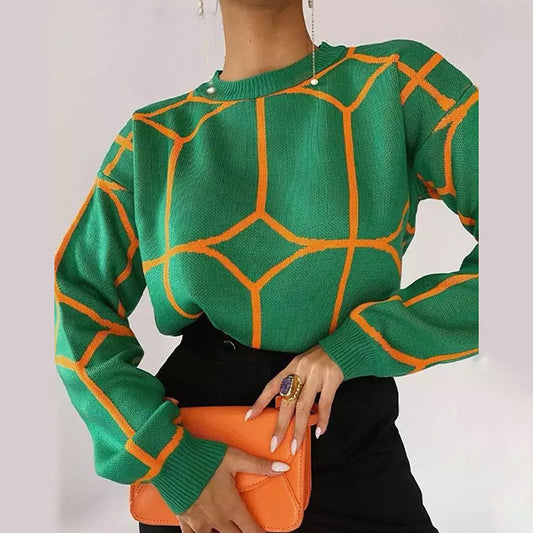 Pull en tricot à motifs pour femmes avec un design graphique moderne Chic und Stil
