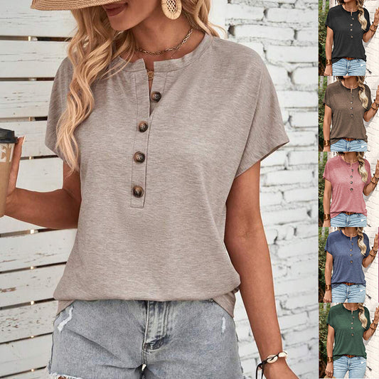 Chemisier à manches courtes pour femmes avec patte de boutonnage et coupe décontractée Chic und Stil