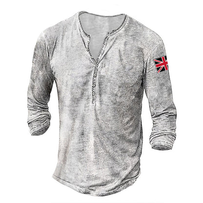 Chemise à manches longues tendance pour hommes avec patte de boutonnage et appliqué de drapeau Chic und Stil