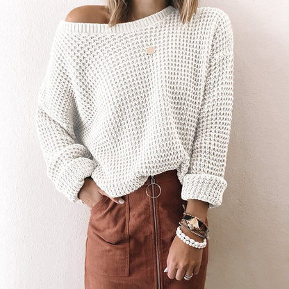 Femmes pull en tricot ample avec structure en spirale et large décolleté Chic und Stil