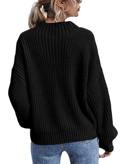 Pull en grosse maille pour femmes avec col haut et motif en relief décoratif Chic und Still