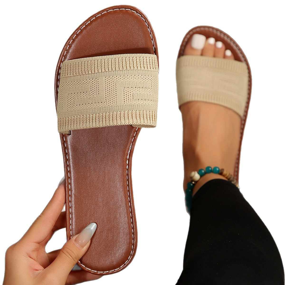 Dames Élastique Band Glissent Sandales Chic und Stil