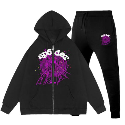 Hooded jacket and jogger pants set for women with a striking woven design Chic and Style