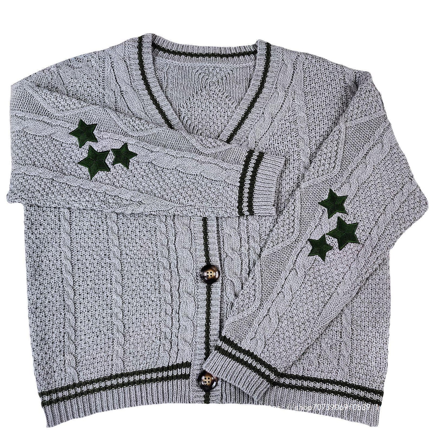 Cardigan en grosse maille pour femmes avec décolleté en V profond et détails de bouton contrastants Chic und Stil