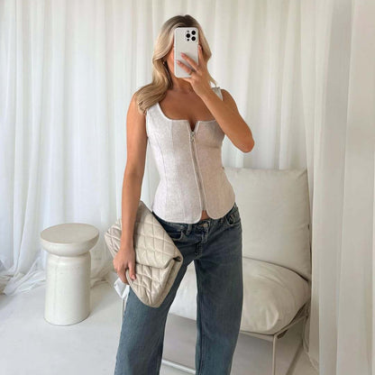 Dames Hautement ajusté Bustier haut avec fermeture éclair élégante Chic und Stil