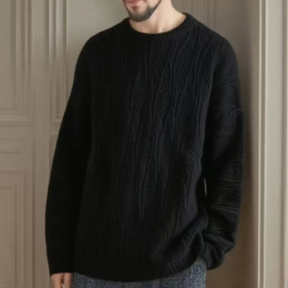 Pull à grosse maille pour femmes avec un motif alvéolé unique et un col haut Chic und Stil