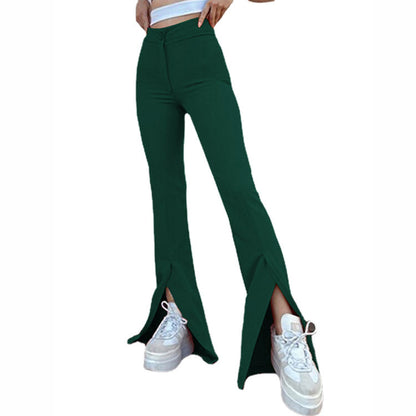 Flared pants for women with side slits and high waist Chic and Style
