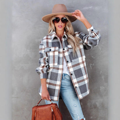 Dames Chemise en Vichy avec coupe décontractée et poches Chic und Stil