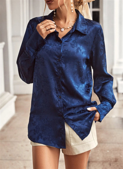 Dames Élégante blouse satinée avec motif floral Chic und Stil