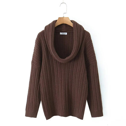 Pull femme avec col roulé large et design côtelé structuré Chic und Stil