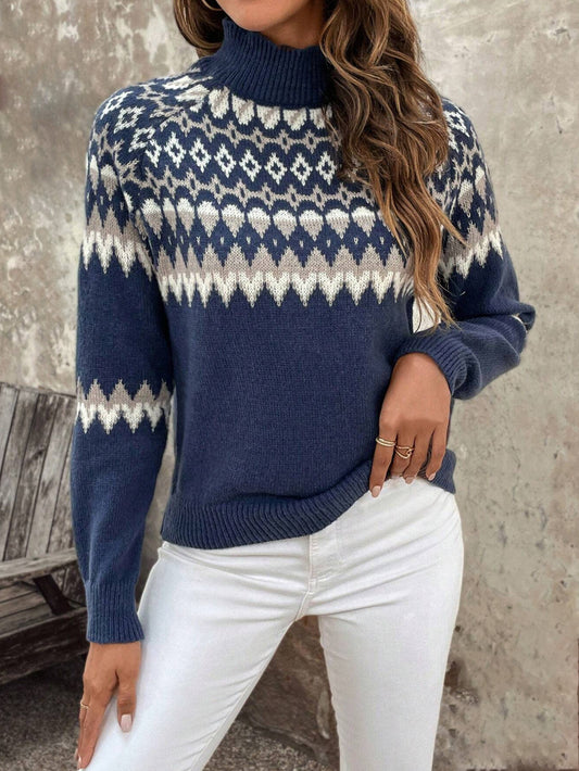 Pull à col montant pour femmes avec motif hivernal Chic und Stil