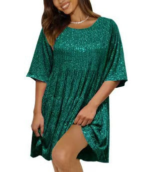 Robe mini scintillante pour femmes avec paillettes et coupe ample Chic und Stil