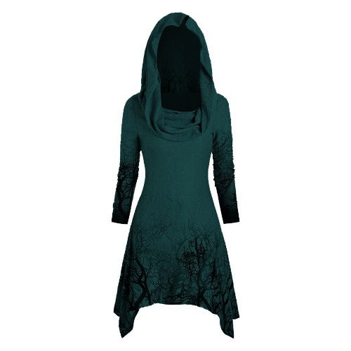 Robe à capuche pour femmes avec design graphique d'arbre Chic und Stil