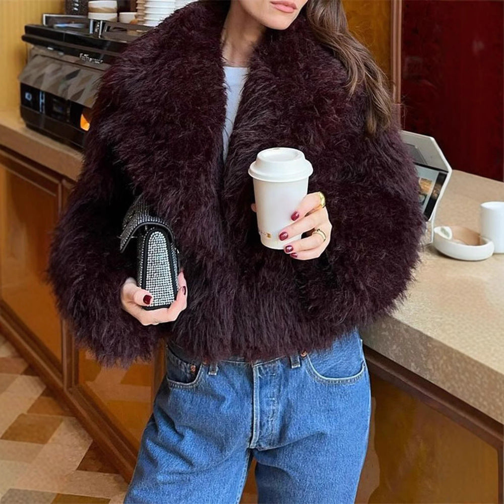 Oversized faux fur jacket for women Chic und Stil