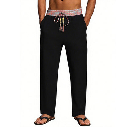 Men's Casual Beach Pants with Elastic Waist and Decorative Drawstring Chic and Style