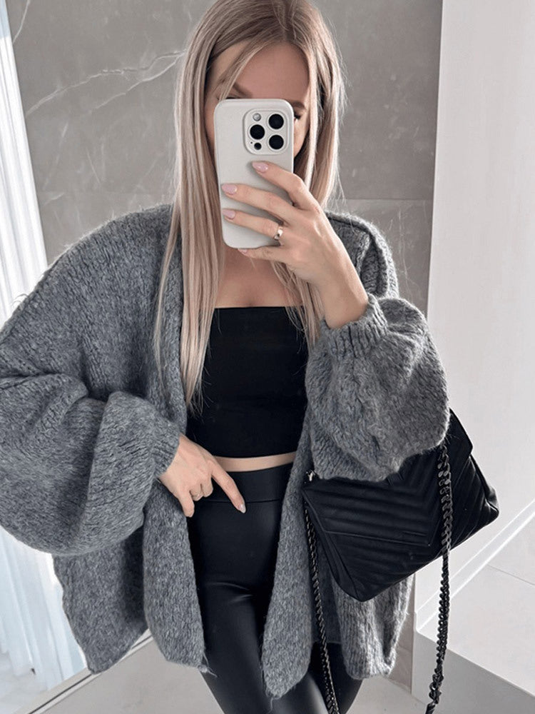 Cardigan en tricot décontracté pour femmes avec coupe oversize et manches volumineuses Chic und Stil
