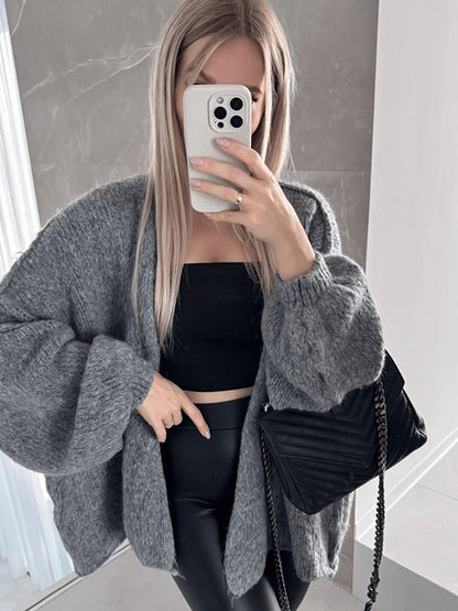 Cardigan en tricot décontracté pour femmes avec coupe oversize et manches volumineuses Chic und Stil