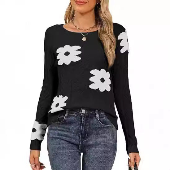 Dames Grand motif floral pull en tricot Chic und Stil