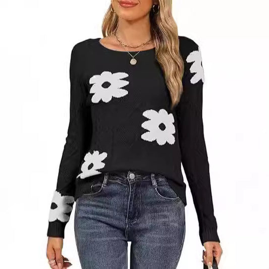 Dames Grand motif floral pull en tricot Chic und Stil