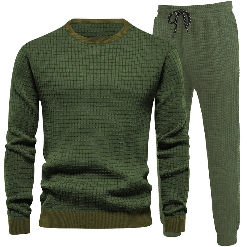 Chic and stylish textured design men's top and jogger pants set