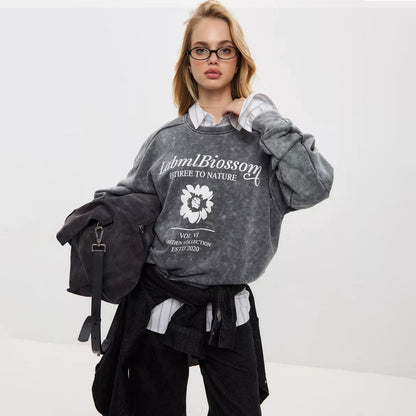Dames décontracté et stylé pull oversize avec impression florale Chic und Stil