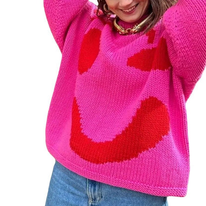 Pull en tricot pour femmes avec un motif smiley joyeux et une coupe décontractée Chic und Stil