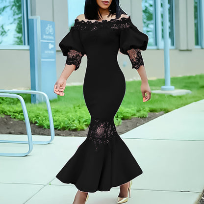 Dames Élégant Robe Fourreau avec Manches en Dentelle Chic und Stil