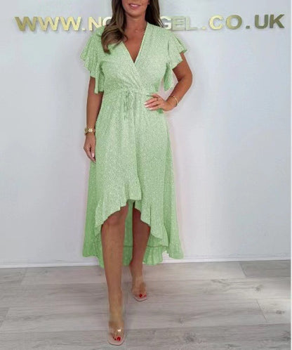 Robe à volants wrap asymétrique pour femme Chic und Stil