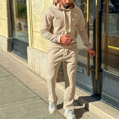 Hommes Ensemble de sports en polaire avec design structurel moderne et capuche pratique Chic und Stil