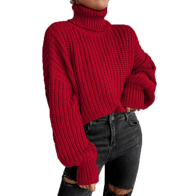 Pull en grosses mailles pour femmes avec col montant et coupe décontractée Chic und Stil