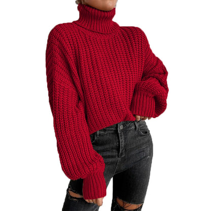Pull en grosses mailles pour femmes avec col montant et coupe décontractée Chic und Stil